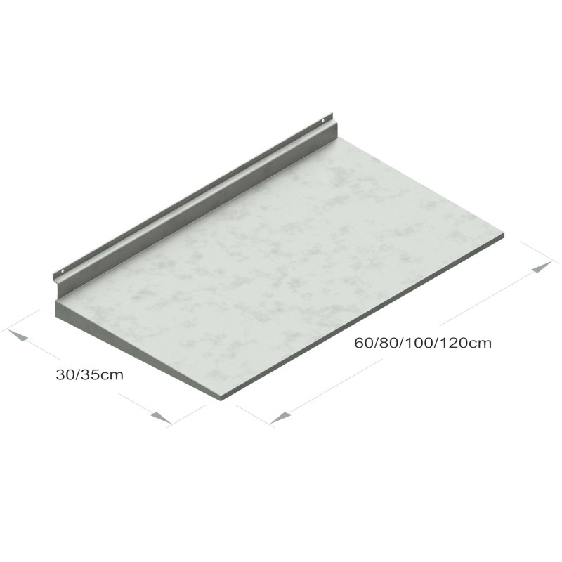 Bandeja metálica recta de 100x35cm. Sujeción lama.